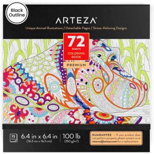 ARTEZA Adult Coloring Book, 4 Seasons Theme, 120 Sheets, 9×9 Inches Coloring Pages, 100 lb Paper(Animal Designs)