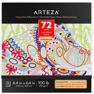 ARTEZA Adult Coloring Book, 4 Seasons Theme, 120 Sheets, 9×9 Inches Coloring Pages, 100 lb Paper(Animal Illustrations)