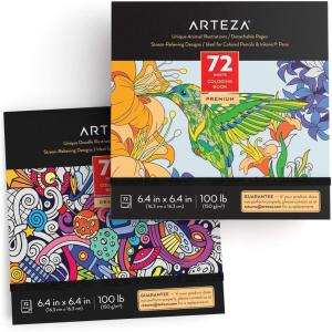 ARTEZA Adult Coloring Book, 4 Seasons Theme, 120 Sheets, 9×9 Inches Coloring Pages, 100 lb Paper(Doodle and Animal Designs)