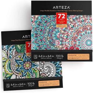 ARTEZA Adult Coloring Book, 4 Seasons Theme, 120 Sheets, 9×9 Inches Coloring Pages, 100 lb Paper(Floral & Mandala Designs)