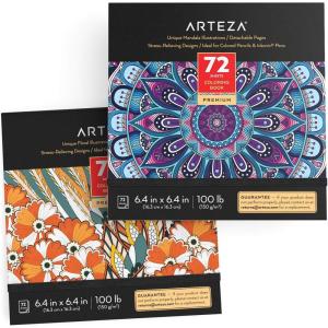ARTEZA Adult Coloring Book, 4 Seasons Theme, 120 Sheets, 9×9 Inches Coloring Pages, 100 lb Paper(Floral & Mandala Illustrations)