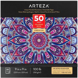 ARTEZA Adult Coloring Book, 4 Seasons Theme, 120 Sheets, 9×9 Inches Coloring Pages, 100 lb Paper(Mandala Designs)