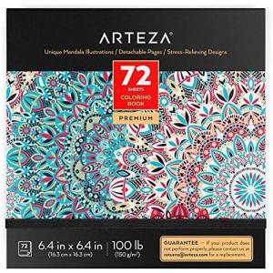 ARTEZA Adult Coloring Book, 4 Seasons Theme, 120 Sheets, 9×9 Inches Coloring Pages, 100 lb Paper(Mandala Illustrations)