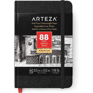 ARTEZA Hardcover Mini Sketch Book 3.5 x 5.5 Drawing Pad 2 Pack 88 Sheets Sketch Pads for Drawing for Adults & Teens(3.5×5.5″ 1 Pack)