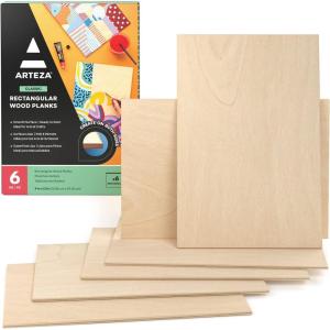 ARTEZA MDF Wood Slices, Set of 10, 5 x 11.8-Inch Circles and 5 x 9.05-Inch Squares, Unfinished Wooden Pieces for DIY Craft and Art Projects(6 Pieces)
