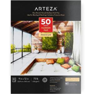 ARTEZA Marker Paper Pad 9×12 Drawing Pad 2 pack 50 Sheets Sketch Pads for Drawing for Adults & Teens(1pack)