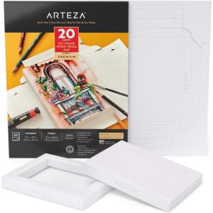 ARTEZA Mixed Media Paper Foldable Canvas Pad, 5×6.6 Inches, 20 Sheets, DIY Frame(Mixed Media Paper)