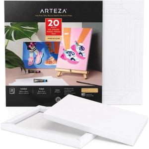 ARTEZA Mixed Media Paper Foldable Canvas Pad, 8×11 Inches, 20 Sheets, DIY Frame, Heavyweight Multimedia Paper, 228 lb, 370 GSM, Acid-Free, Art Supplies for Painting & Mixed Media Art(White)
