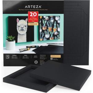ARTEZA Mixed Media Paper Foldable Canvas Pad, 9.5×9.5 Inches, 20 Sheets, Black Paper