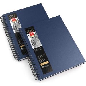 ARTEZA Spiral Sketch Book 9×12 Drawing Pad 2 Pack 100 Sheets Sketch Pads for Drawing for Adults & Teens(Blue)