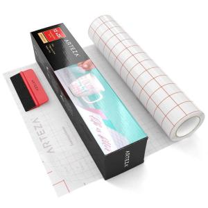 ARTEZA Ultra Clear Transfer Tape Paper with Grid & Squeegee, 12 Inch Wide x 12 Foot Long Roll, for Alignment & Transfer of Adhesive Vinyl for Decals, Signs, Walls, Windows & Smooth Surfaces(25 Foot long)