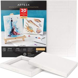 ARTEZA Watercolor Art Paper Pad, Foldable Canvas, 7×8.6 Inches, 20 Sheets, DIY Frame, Acid-Free Heavyweight 140-Pound Paper for Painting & Mixed Media