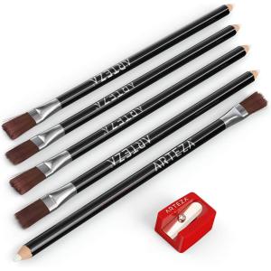 Arteza Eraser Pencil, Precision Latex-Free & PVC-Free Soft Eraser White Color Pencil with Brush and Pocket Size Sharpener, Set of 6