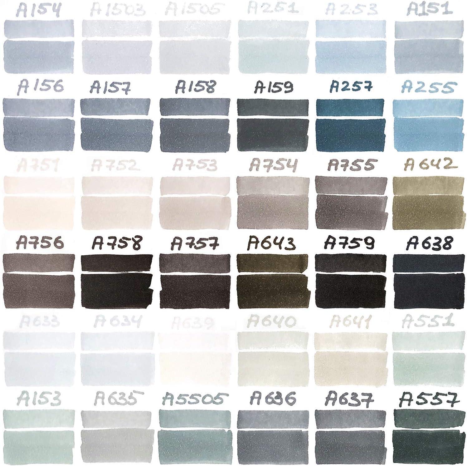 imageARTEZA Alcohol Markers Set of 120 EverBlend Dual Tip Art Markers with Fine and Chisel Nibs in 144Slot Organizer for Drawing Coloring IllustrationGray Tones