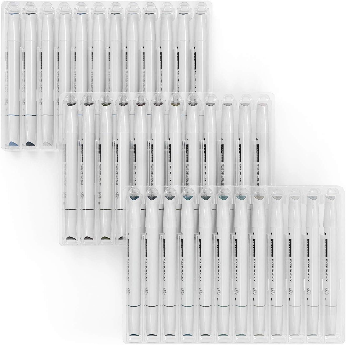 imageARTEZA Alcohol Markers Set of 120 EverBlend Dual Tip Art Markers with Fine and Chisel Nibs in 144Slot Organizer for Drawing Coloring IllustrationGray Tones
