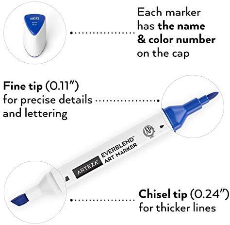 imageARTEZA Alcohol Markers  Set of 120 EverBlend Dual Tip Art Markers with Fine and Chisel Nibs in 144Slot Organizer for Drawing Coloring IllustrationMulticolor