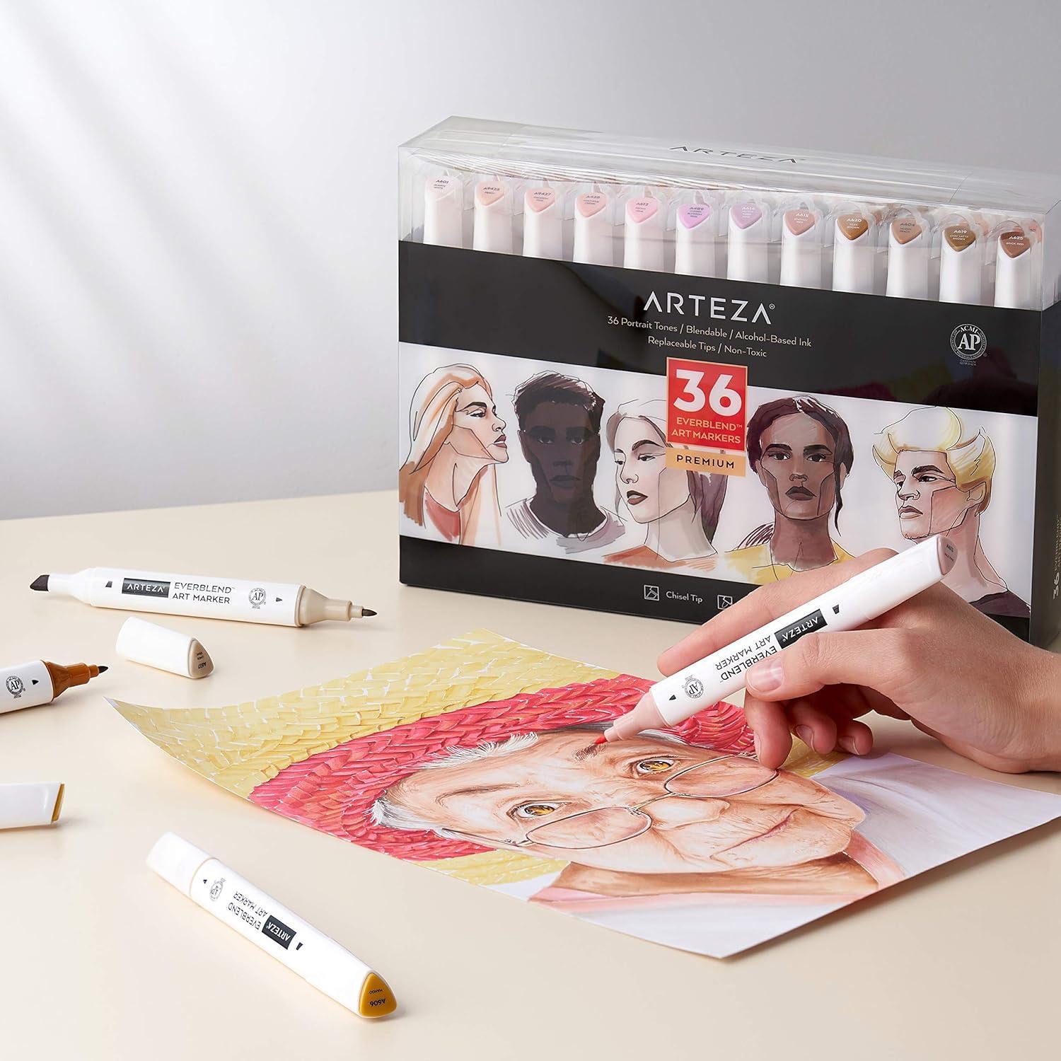 ARTEZA Alcohol Markers – Set of 120 EverBlend Dual Tip Art Markers