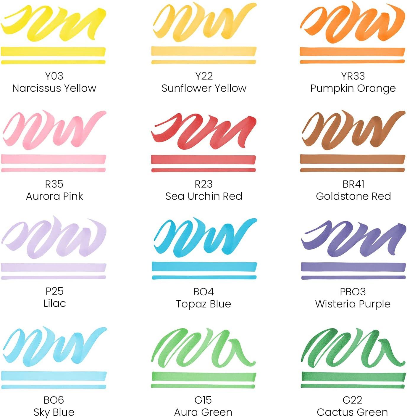 imageARTEZA Alcohol Markers Set of 12 Classic Colors EverBlend DualTip Markers for Adult Coloring  Medium Chisel and Brush NibClassic Tones