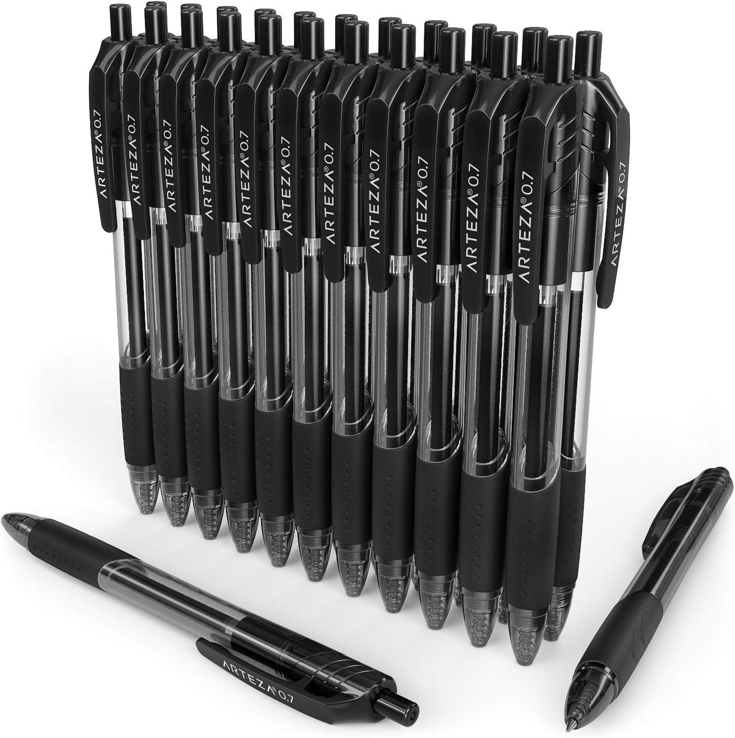 imageARTEZA Black Gel Pens Pack of 50 QuickDrying 07mm Medium Point Smooth Writing Pens for Note Taking Office School Supplies1 Count Pack of 24
