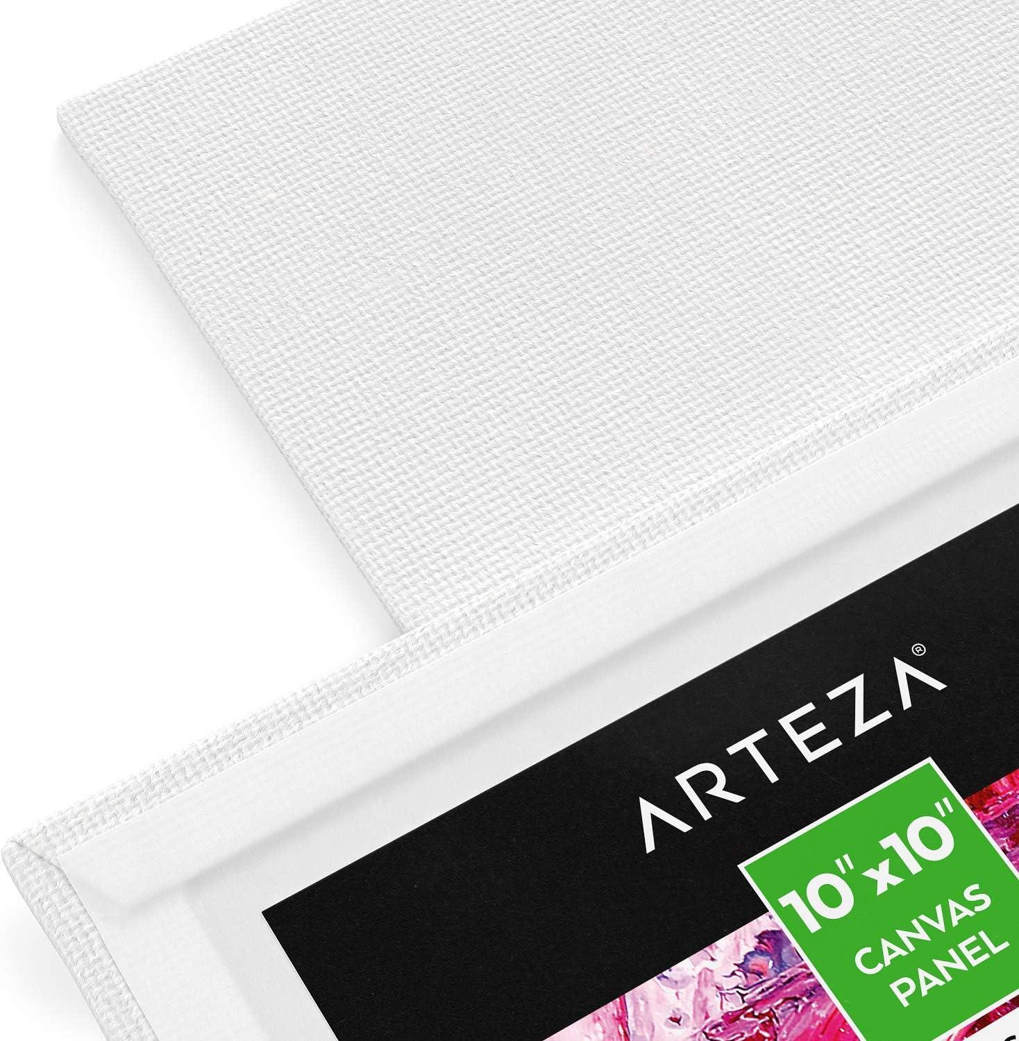 imageARTEZA Canvas Boards for Painting 8 x 10 Inches Pack of 28 Blank White Canvas Panels for Acrylic Oil and Gouache Painting10x10