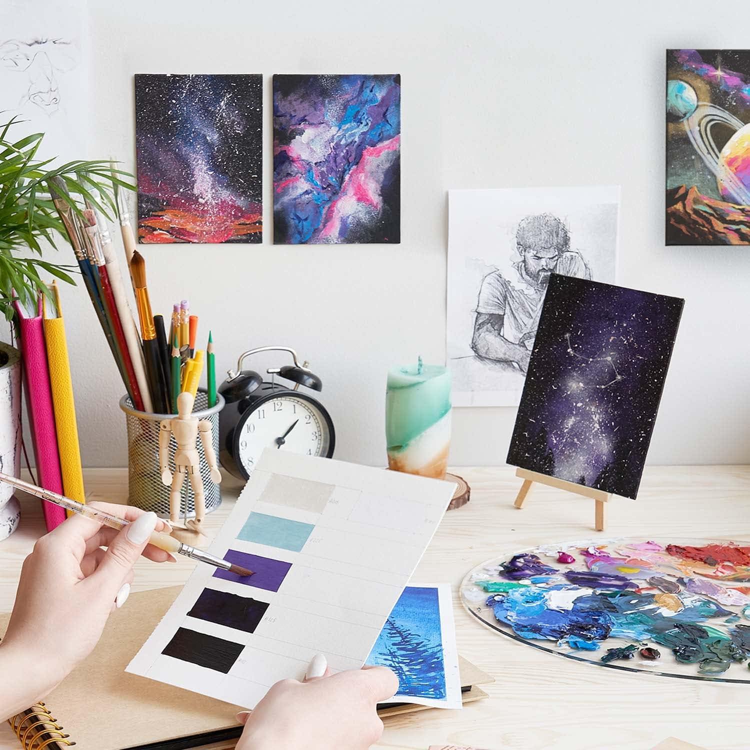 imageARTEZA Canvas Boards for Painting 8 x 10 Inches Pack of 28 Blank White Canvas Panels for Acrylic Oil and Gouache Painting11 x 14 Pack of 14