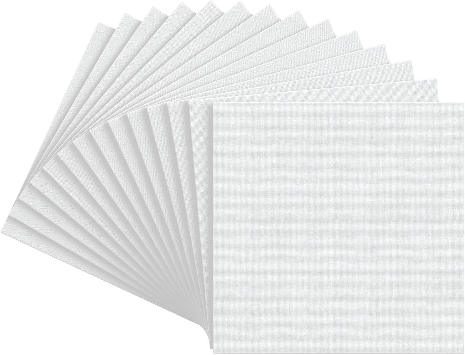 imageARTEZA Canvas Boards for Painting 8 x 10 Inches Pack of 28 Blank White Canvas Panels for Acrylic Oil and Gouache Painting12 x 12 Pack of 14