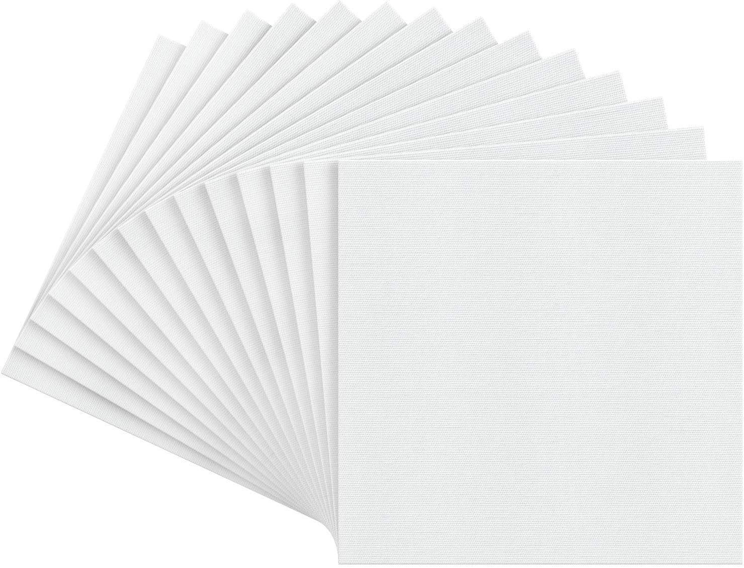 imageARTEZA Canvas Boards for Painting 8 x 10 Inches Pack of 28 Blank White Canvas Panels for Acrylic Oil and Gouache Painting12x12