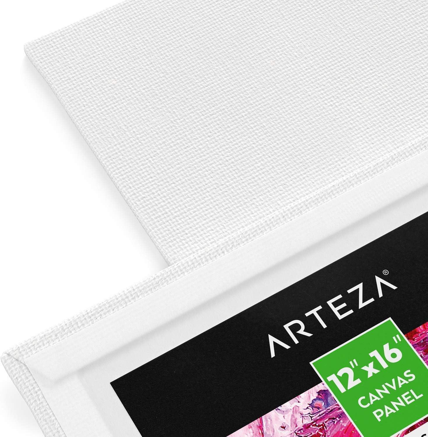 imageARTEZA Canvas Boards for Painting 8 x 10 Inches Pack of 28 Blank White Canvas Panels for Acrylic Oil and Gouache Painting12x16
