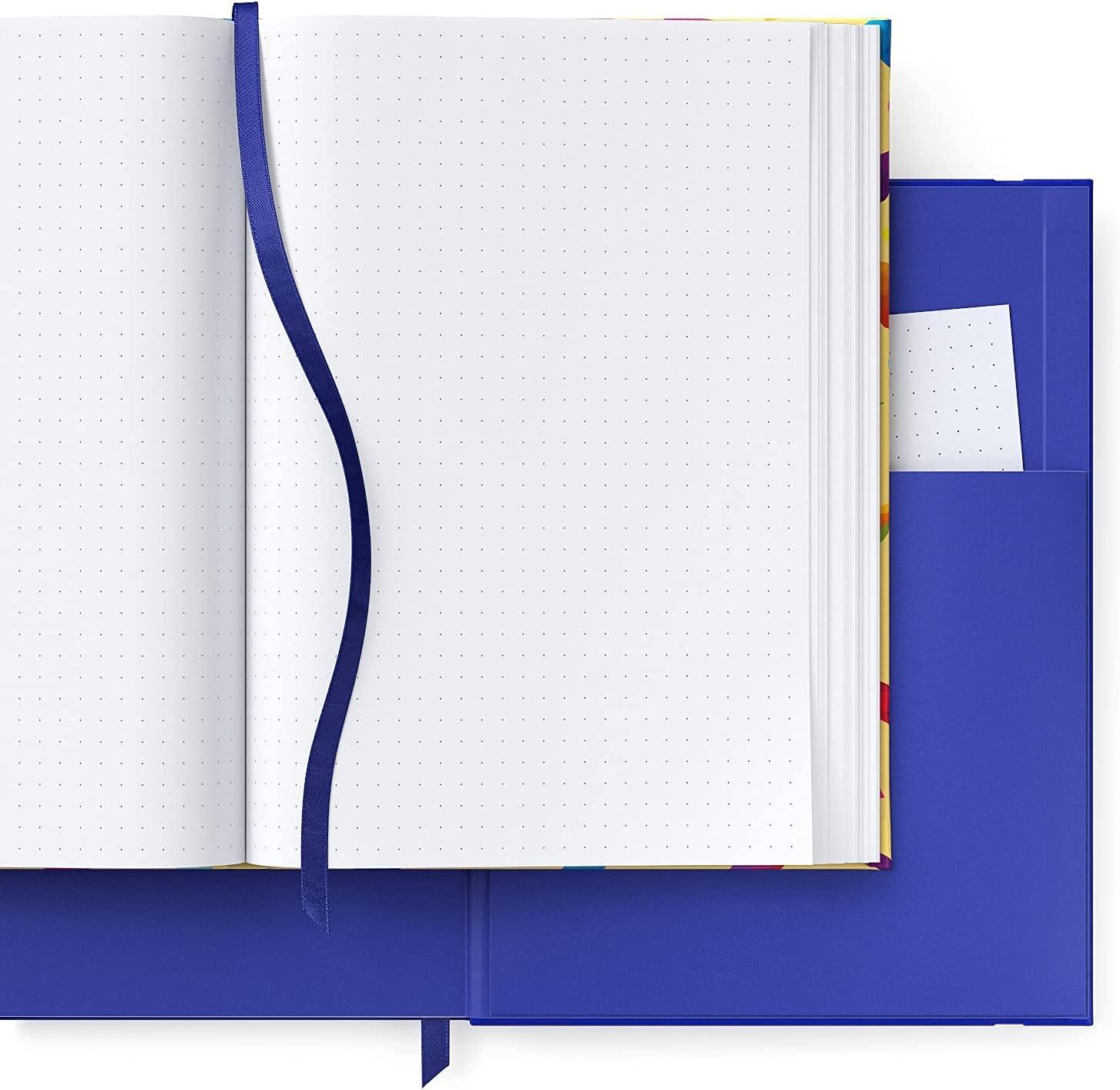 imageARTEZA Dotted Journals Pack of 2 6x8 Inches 96 Sheets Cobalt Blue and Gray Hardcover Notebooks with Smooth PaperBird Cobalt Blue