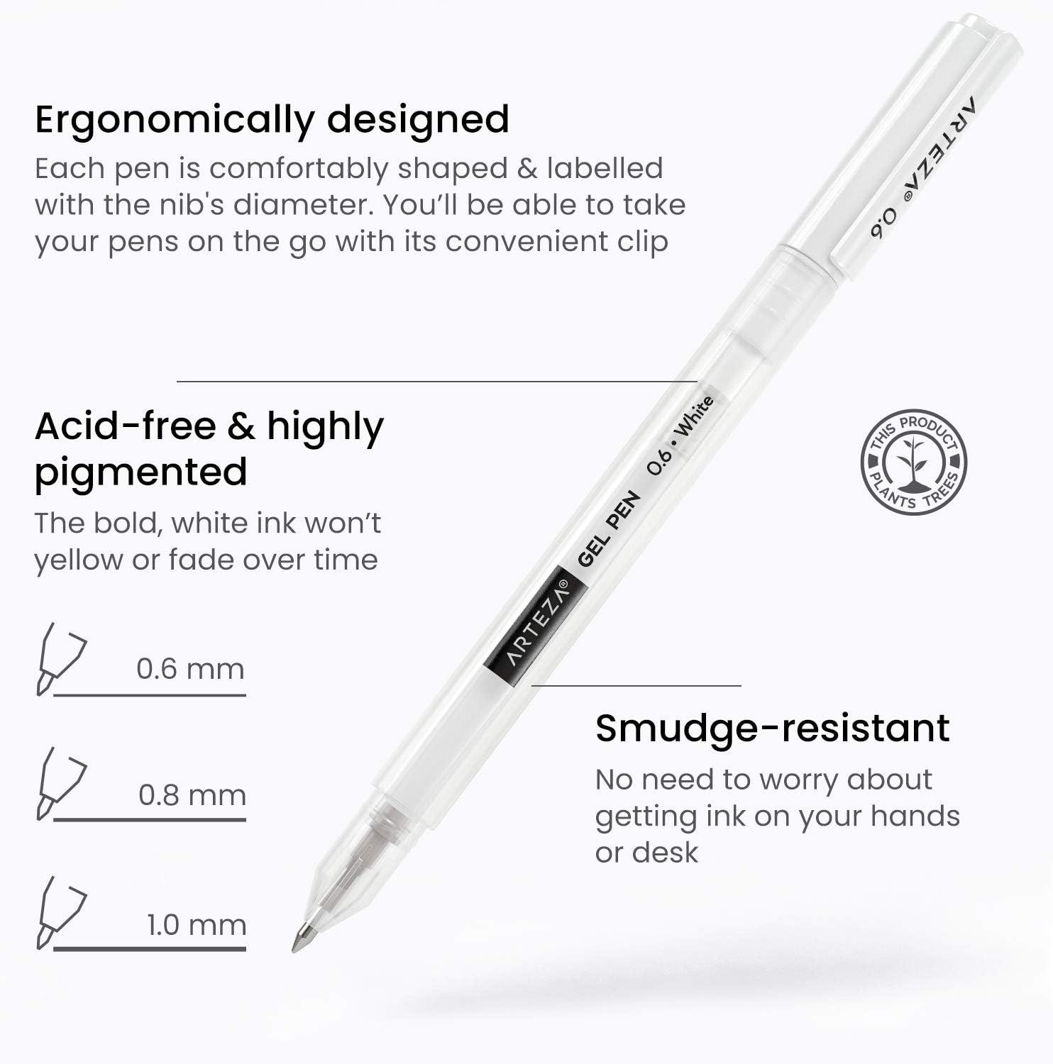 imageARTEZA Gel Pens Set of 60  Fine Point Colored Ink Pens for Journaling Adult Coloring NoteTaking ampamp Decorative Writing Variety of FinishesSet of 12