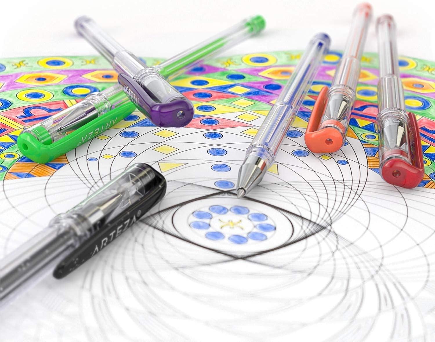 imageARTEZA Gel Pens Set of 60  Fine Point Colored Ink Pens for Journaling Adult Coloring NoteTaking ampamp Decorative Writing Variety of FinishesSet of 60