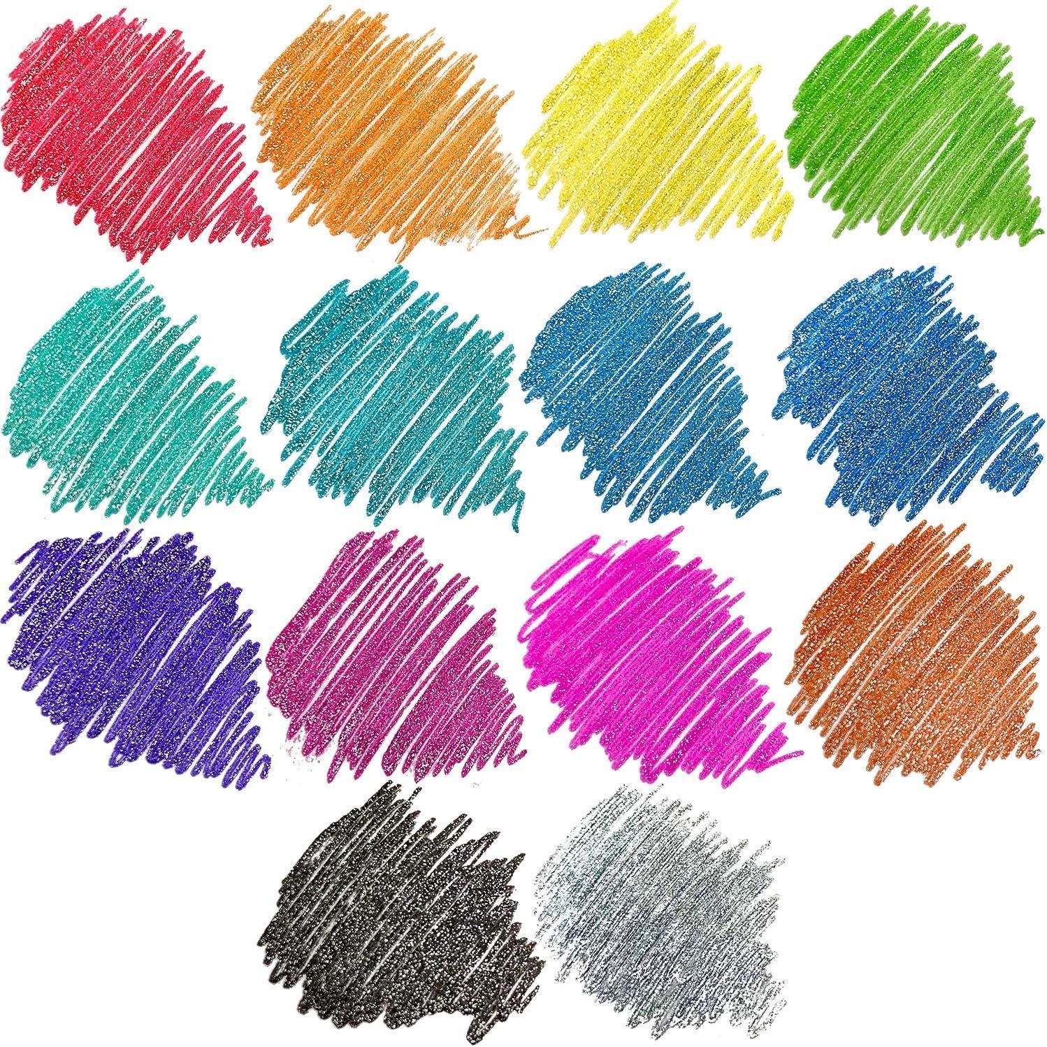 imageARTEZA Glitter Gel Pens Set of 14  Colored Ink Markers with Triangular Grip 0810 mm Tip for Adult Coloring Drawing ampamp Decorative WritingYellow