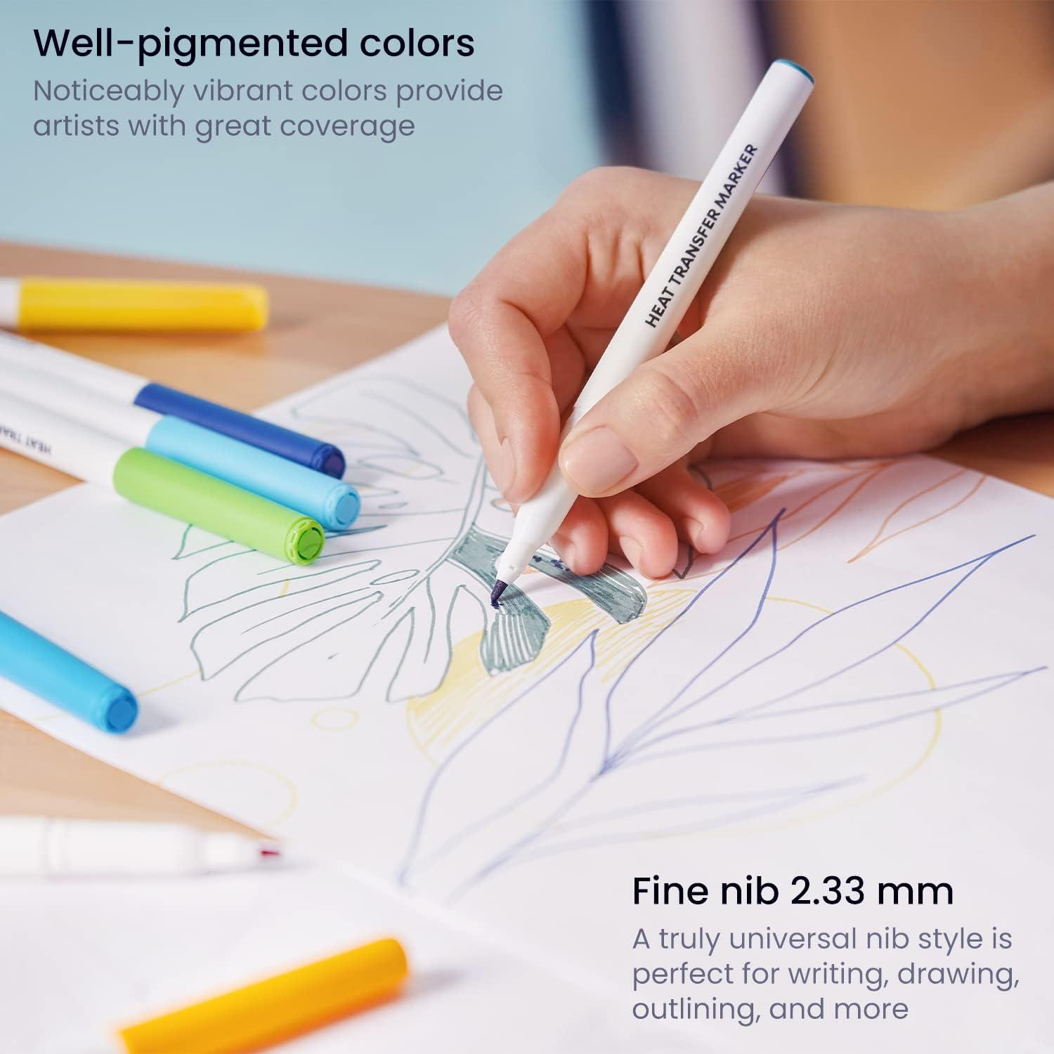 Poly Ink Transfer ARTEZA Heat Transfer Fabric Markers, Set of 12, Fade-Resistant Heat ...