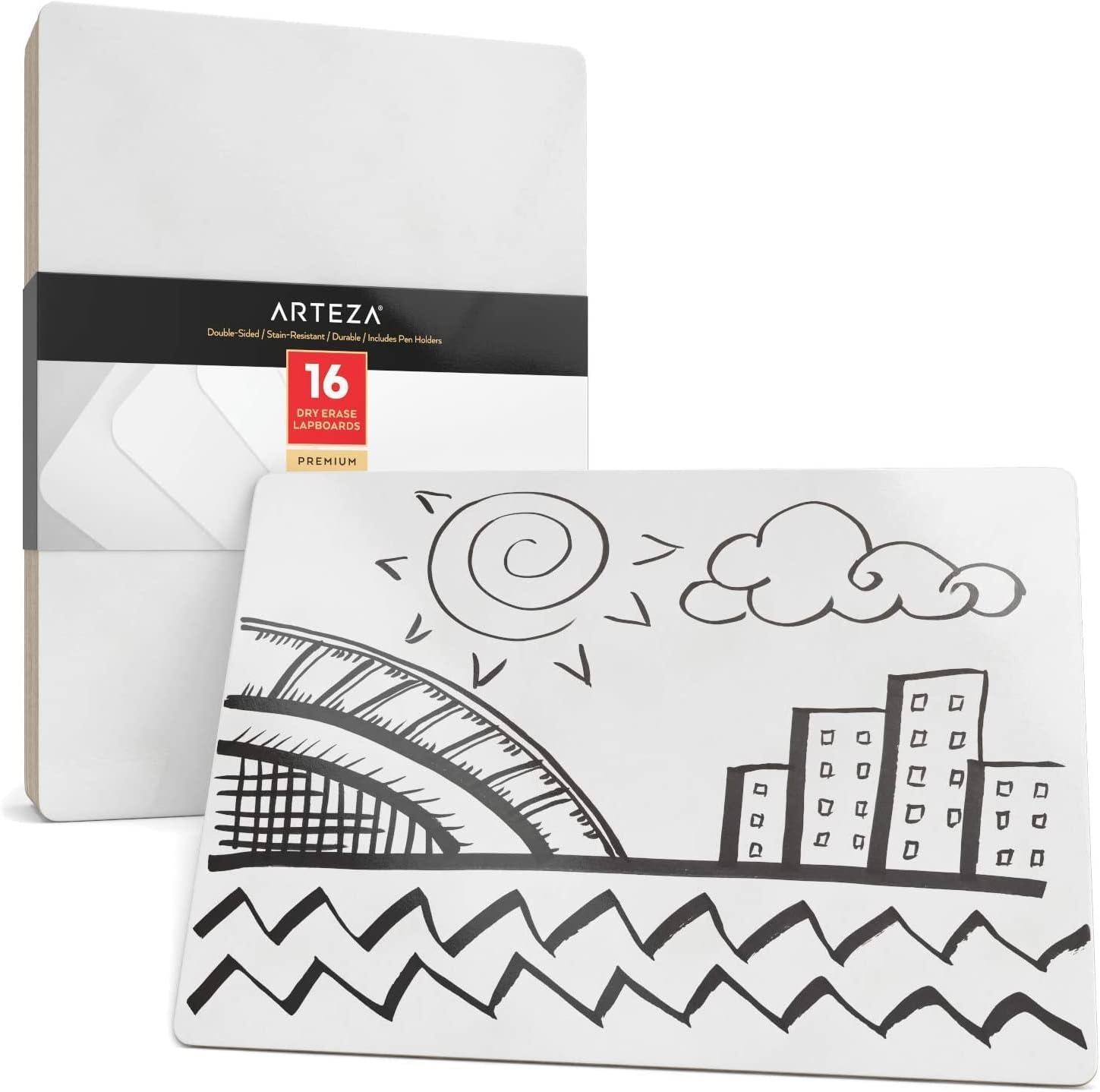 imageARTEZA Mini White Boards 16 Pack 9x12 inch Dry Erase Boards DoubleSided Dry Erase Lapboards Back to School Supplies for Classroom College Students Teachers and Office ApplicationsWhite