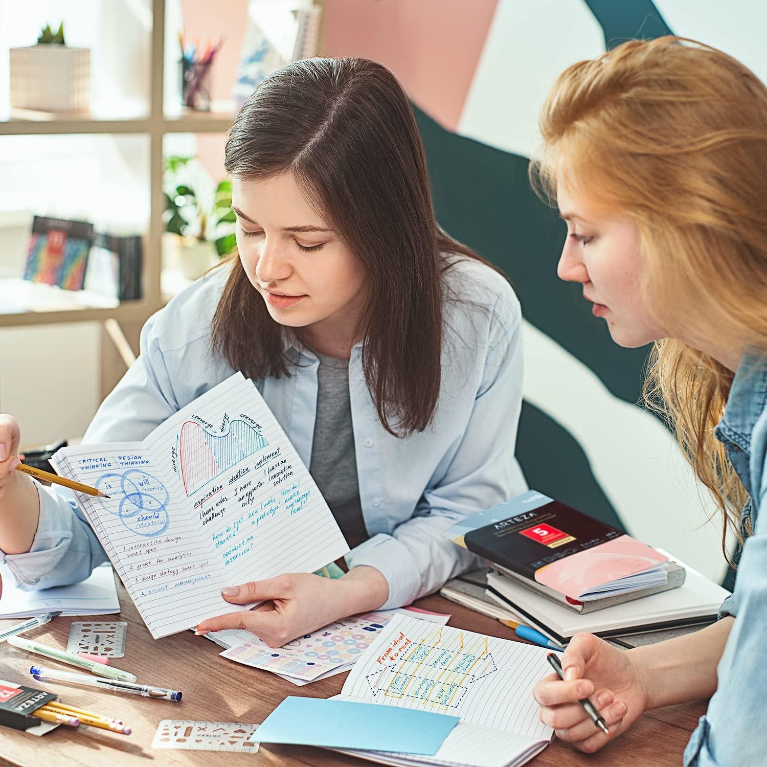 imageARTEZA Pocket Notebooks 5 x 8 Inches Set of 5 40 Sheets Each Abstract Design 2 Ruled 2 Dotted and 1 Blank Softcover Journal with Smooth PaperButterfly Designs