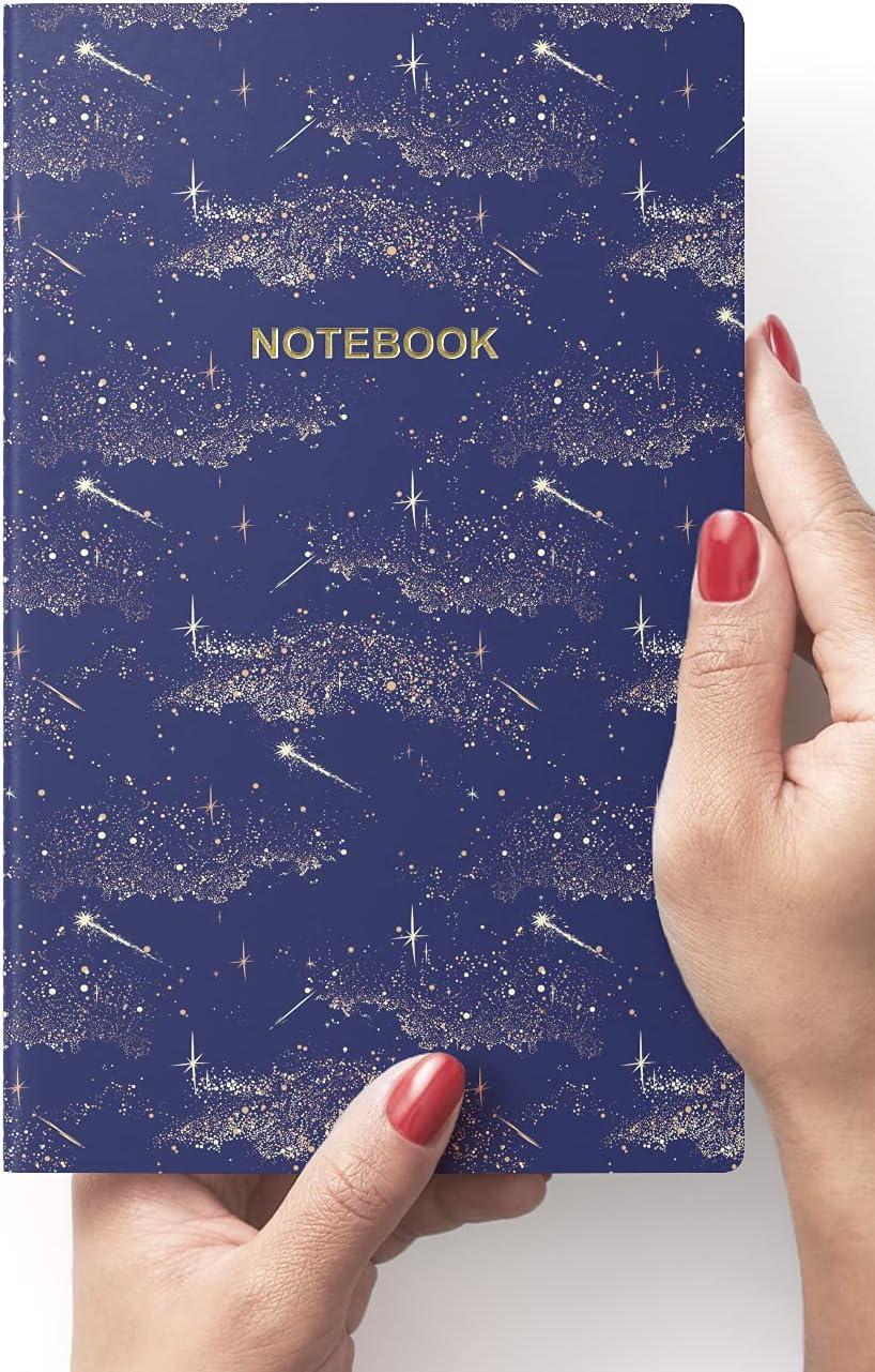 imageARTEZA Pocket Notebooks 5 x 8 Inches Set of 5 40 Sheets Each Abstract Design 2 Ruled 2 Dotted and 1 Blank Softcover Journal with Smooth PaperConstellation Designs