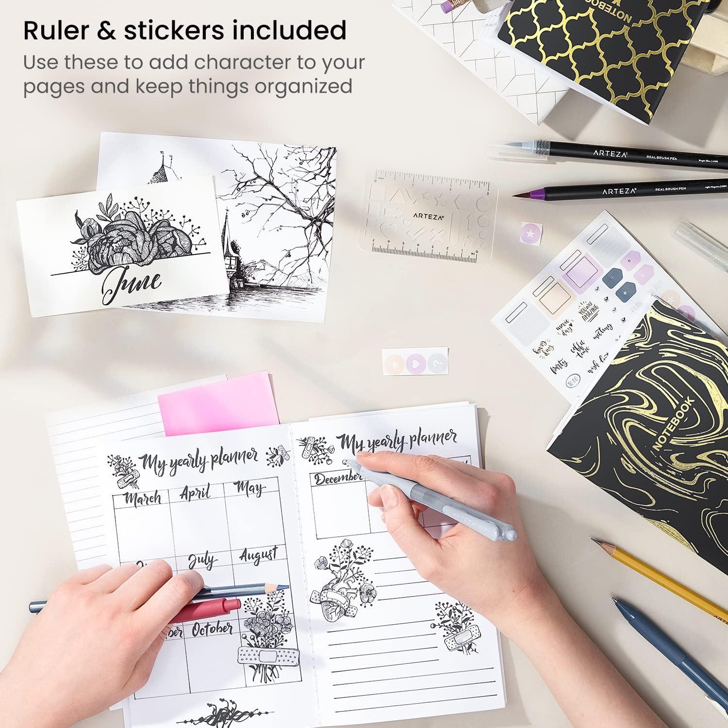 imageARTEZA Pocket Notebooks 5 x 8 Inches Set of 5 40 Sheets Each Abstract Design 2 Ruled 2 Dotted and 1 Blank Softcover Journal with Smooth PaperMoroccan Designs