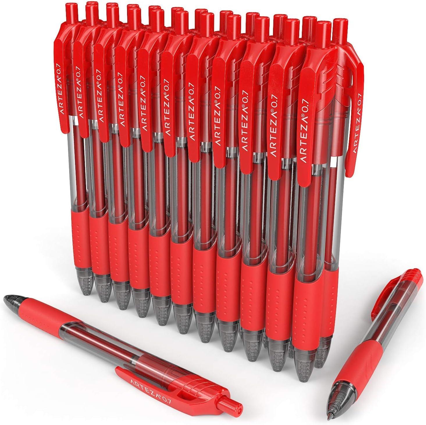 imageARTEZA Red Gel Pens Pack of 24 07mm Medium Point Quick Drying Ink for Smooth Writing Office ampamp School Supplies1 Count Pack of 24