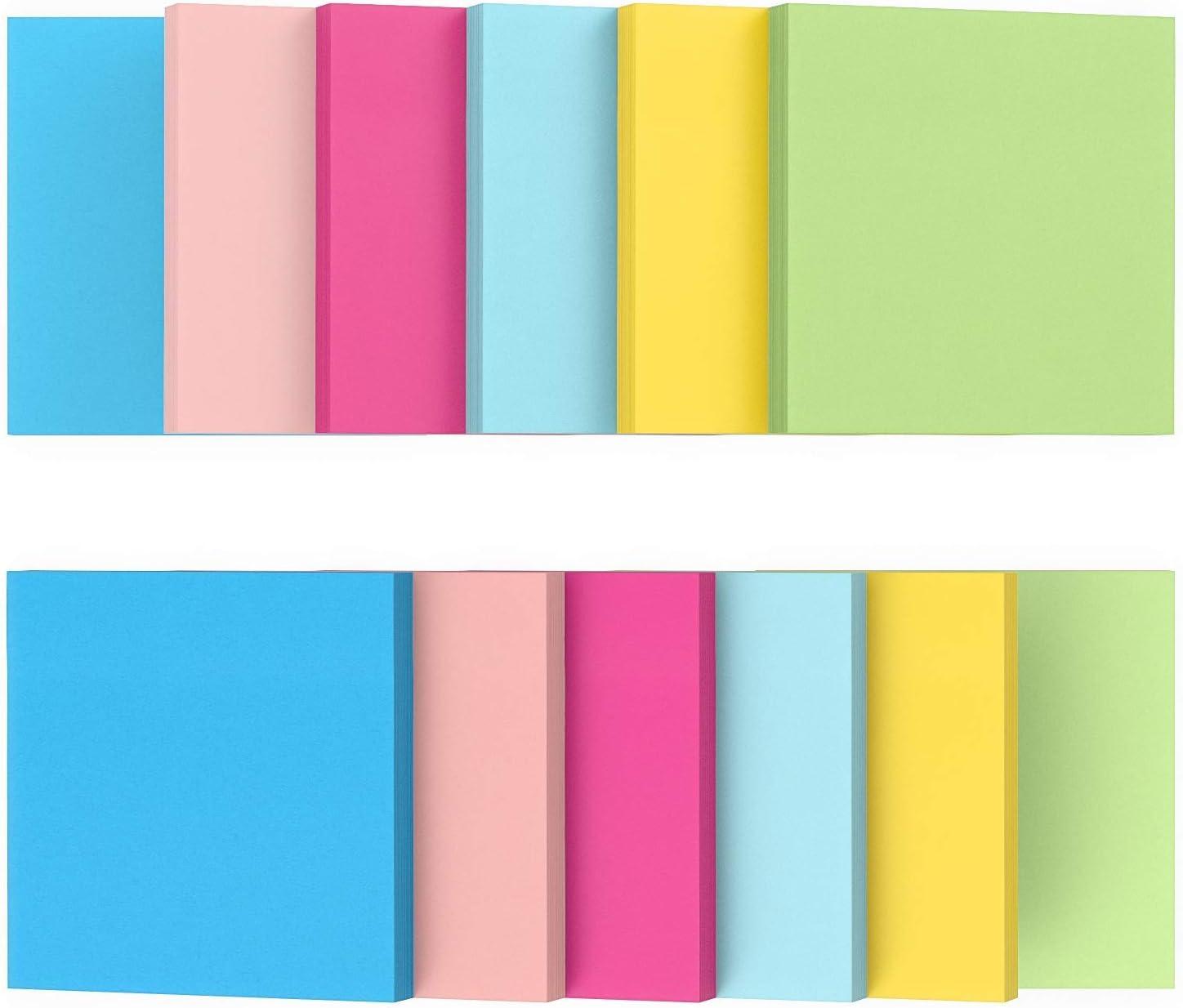ARTEZA Sticky Notes 12 Pads, 100 Sheets, 6 Assorted Colors, Re-Adhesive ...