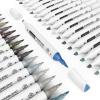 ARTEZA Alcohol Markers – Set of 120 EverBlend Dual Tip Art Markers with Fine and Chisel Nibs in 144-Slot Organizer for Drawing, Coloring, Illustration(Gray Tones)