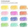 ARTEZA Felt Tip Pens, Set of 12 Bright Brush Tip Calligraphy Pens for Note Taking, Sketching, Cross-Hatching, and Outlining, Dye-Based Ink, Smear-Free