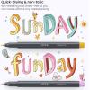 ARTEZA Felt Tip Pens, Set of 24 Seasonal Brush Tip Calligraphy Pens, Dye-Based Ink(12 Pastel Brush Tip)