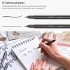 ARTEZA Felt-Tip Brush Pens, Set of 12 Nontoxic Black Markers, Quick-Dry and Smear-Proof(1 Count (Pack of 12))