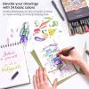 ARTEZA Felt-Tip Brush Pens, Set of 12 Nontoxic Black Markers, Quick-Dry and Smear-Proof(1 Count (Pack of 24))