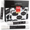 Arteza 150 Chalkboard Labels + 3 White Chalk Markers – Removable Chalk Labels for Jars – Waterproof Mason Jar Stickers(White)