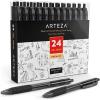 ARTEZA Black Gel Pens Pack of 50, Quick-Drying, 0.7mm Medium Point, Smooth Writing Pens for Note Taking, Office, School Supplies(1 Count (Pack of 24))