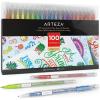 ARTEZA Dual Tip Brush Markers, Set of 100, Art Markers with Fine and Brush Tips, Dual Tip Pens for Adult Coloring, Calligraphy, Sketching, Doodling(1 Count (Pack of 100))
