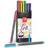ARTEZA Felt Tip Pens, Set of 12 Bright Brush Tip Calligraphy Pens for Note Taking, Sketching, Cross-Hatching, and Outlining, Dye-Based Ink, Smear-Free