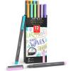 ARTEZA Felt Tip Pens, Set of 24 Seasonal Brush Tip Calligraphy Pens, Dye-Based Ink(12 Pastel Brush Tip)