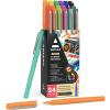 ARTEZA Felt Tip Pens, Set of 24, Sherbet Colors, 1.0–1.5mm Fiber Tip, Quick-Drying Ink(Multicolor)